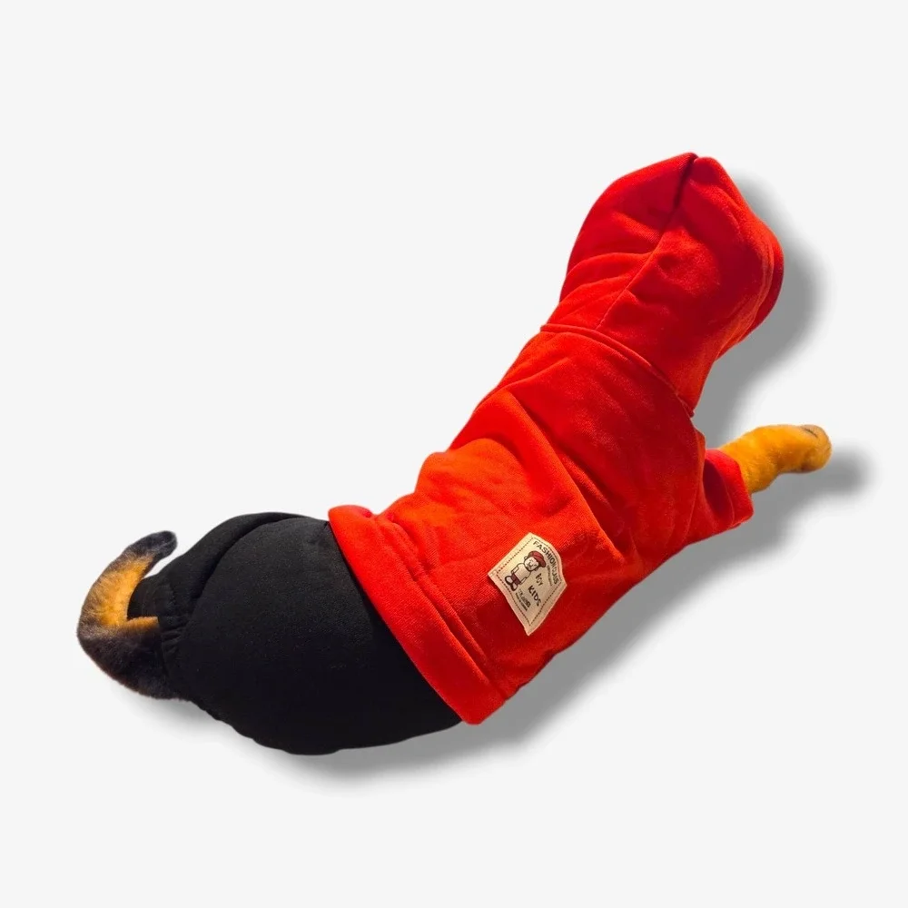 Fashion Class Boy Kids Dog Hoodie Jumpsuit Red Black Size M Pet Clothes